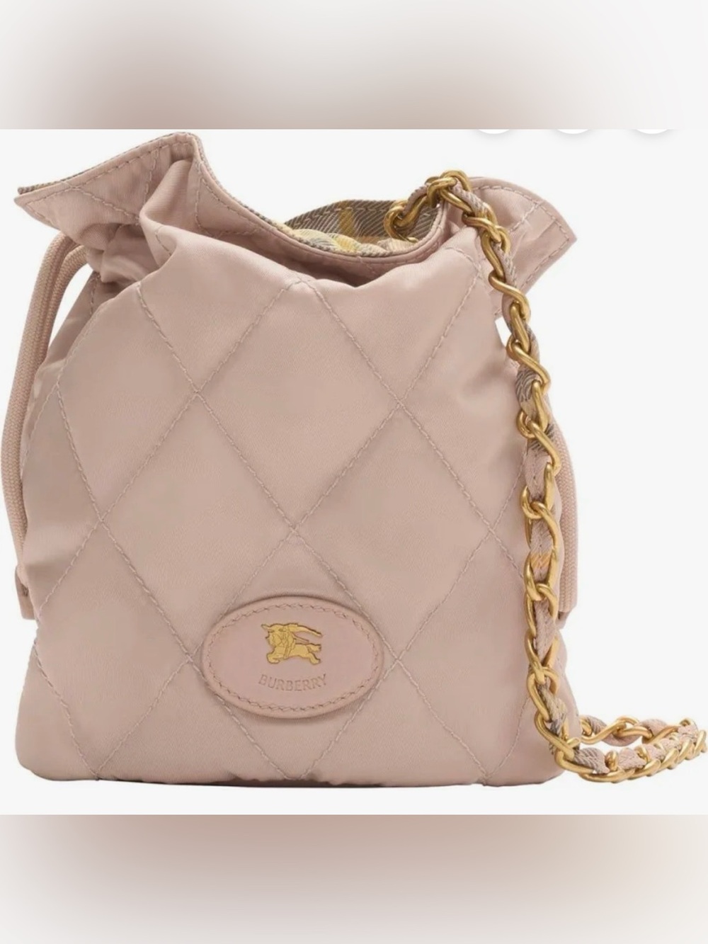 Burberry Quilted Blush Leather Crossbody with Gold Chain